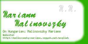 mariann malinovszky business card